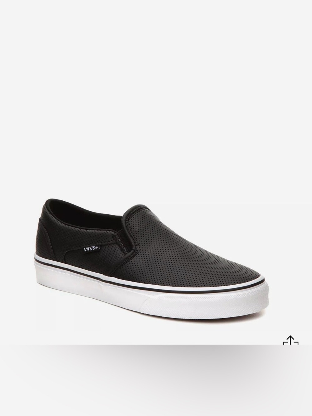 Vans Black Perforated Leather Slip-On Sneaker, size 7.5